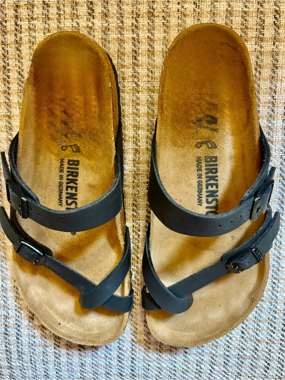 Birkenstock Black Cork Footbed Strappy Slide Sandals - Picture 3 of 4